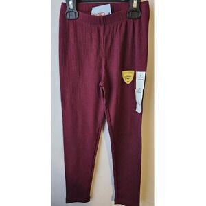 Cat & Jack Girls Ribbed Leggings Burgundy Tough Cotton Durable Knee Size 6/7 NWT